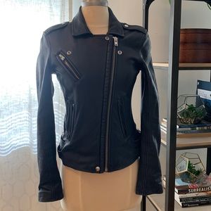 IRO HAN leather jacket in navy - size 36 (XS)